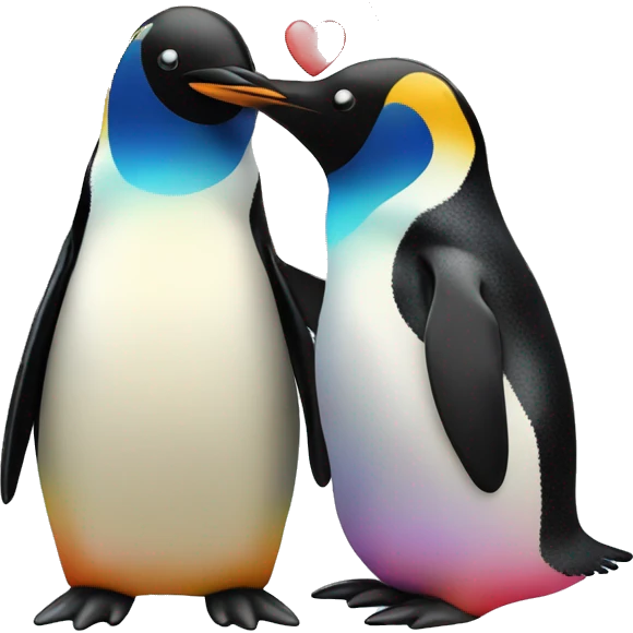 penguins in love under the rainbow emoji