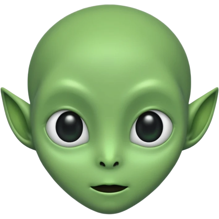 A cute alien face with two black eyes and without antennae, ears, nostrils emoji