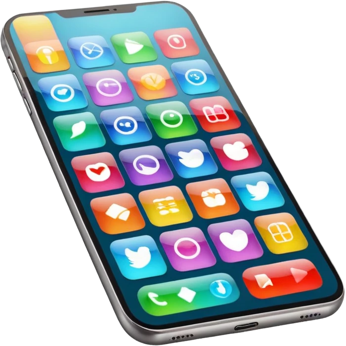 smartphone with a colorful app grid emoji