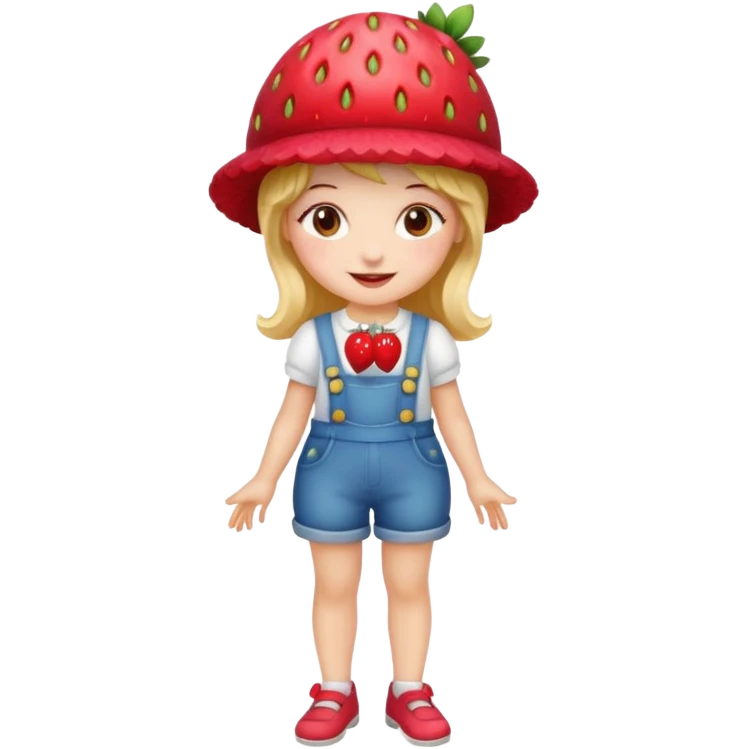 Strawberry shortcake human girl full body and legs with a strawberry hat on her hair without a cake emoji