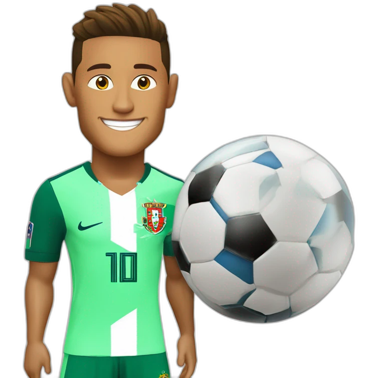 neymar jr e cristiano ronaldo com a copa do mundo com a camisola de portugal emoji