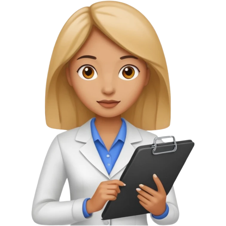 women with clipboard checking page emoji
