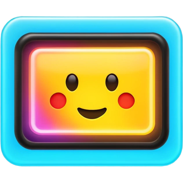 glowing led light, different glowing colors, one big rectangle sign emoji
