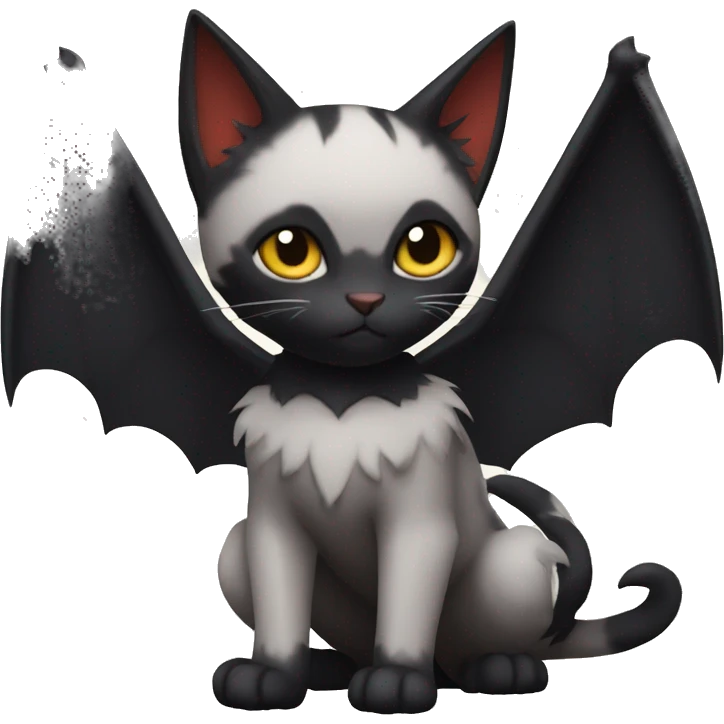 Litten-Cat with black bat-wing-ears full body emoji