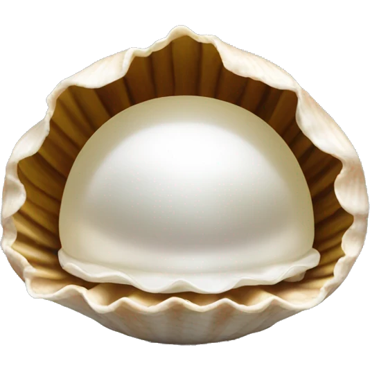 Front facing, open, clamshell with a pearl sitting inside the shell emoji
