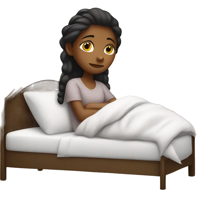 Girl resting in bed  emoji