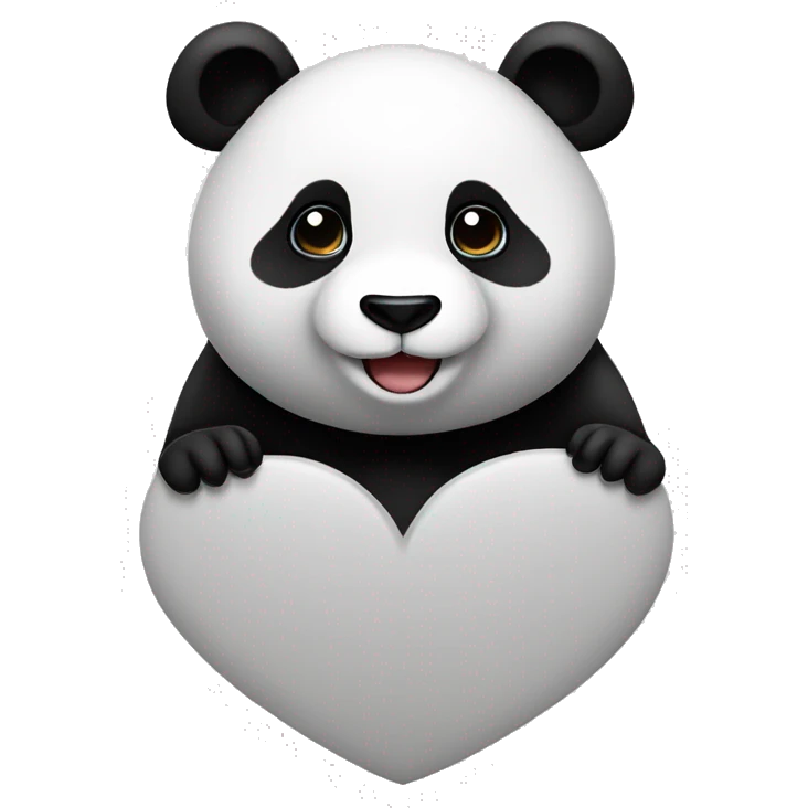 Panda lays on black heart emoji