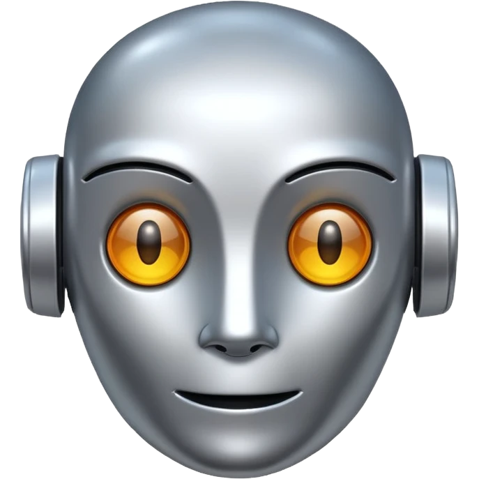 A robot head in emoji style, silver color emoji