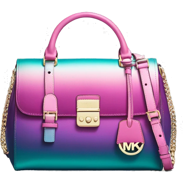 Realistic metallic teal purple pink ombre Michael kors satchel purse.  emoji