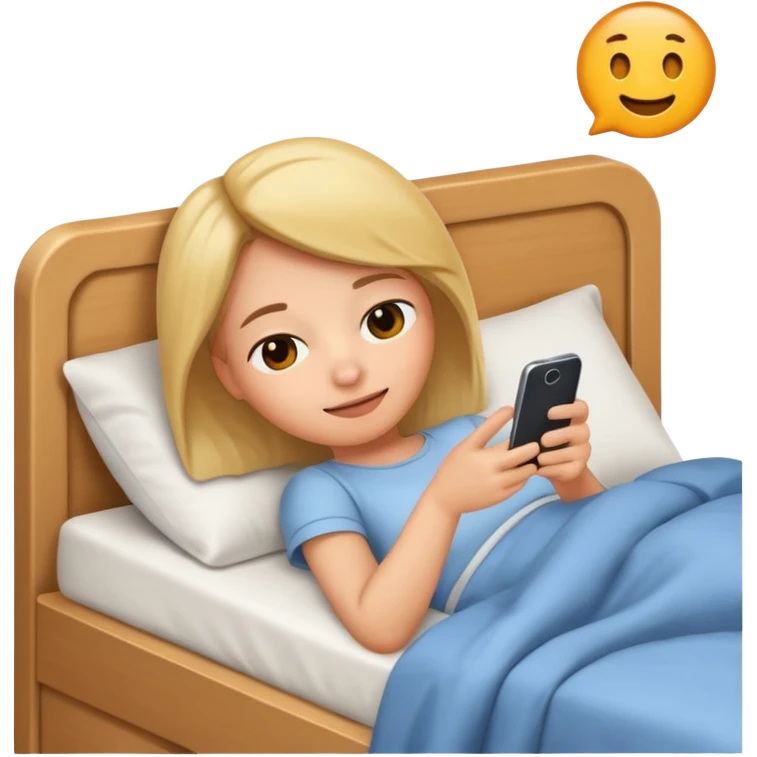 
emoticon of lying in bed and looking at phone emoji