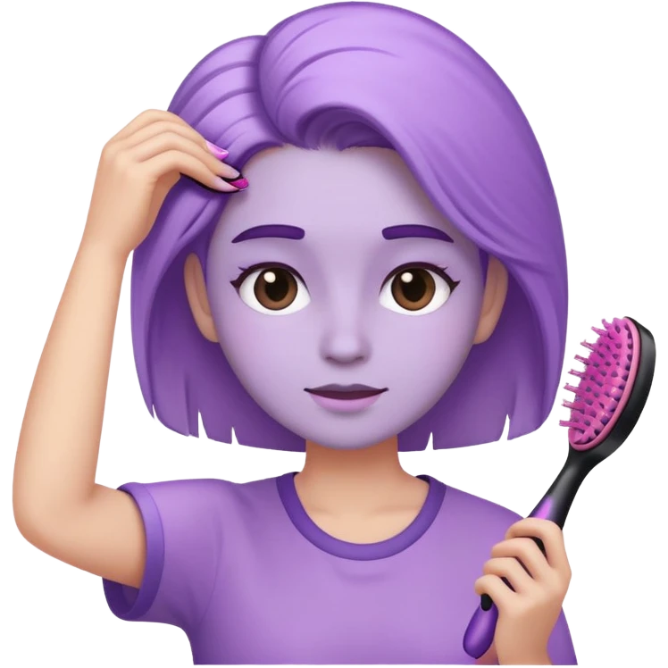 pastel purple person brushing their hair with a hair brush, Apple iOS style emoji emoji