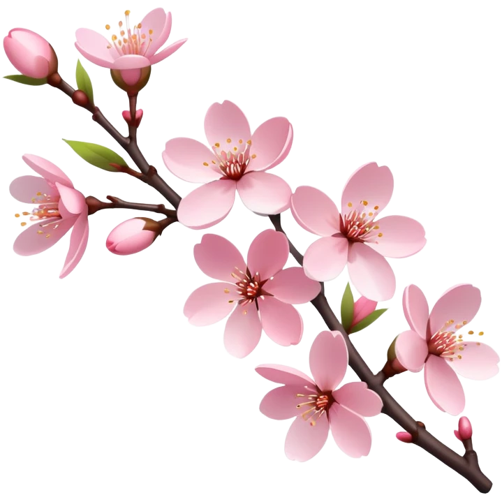 Delicate cherry blossom branch with pink flowers emoji