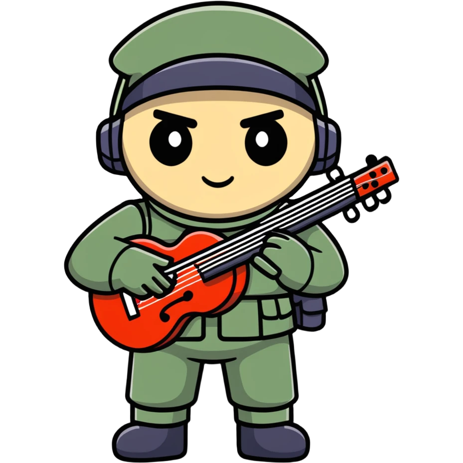soul soldier character with musical instruments and military-inspired outfit emoji