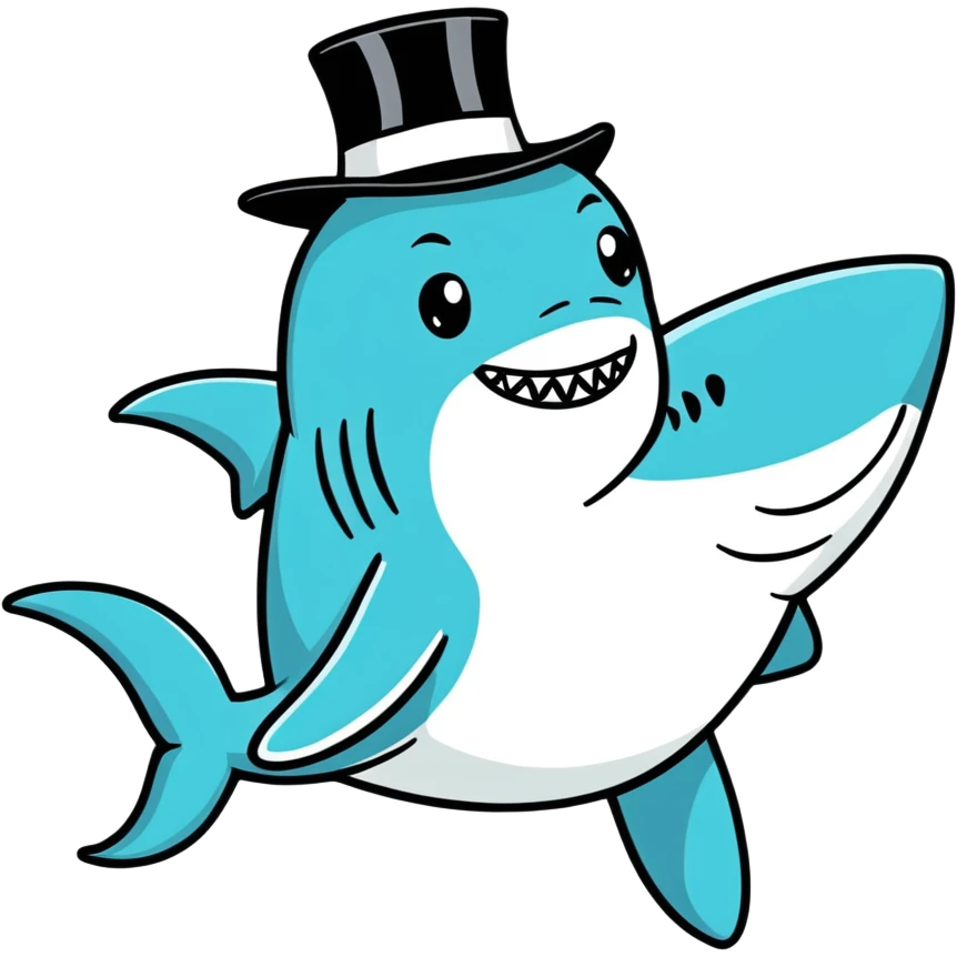 Shark with a top hat emoji