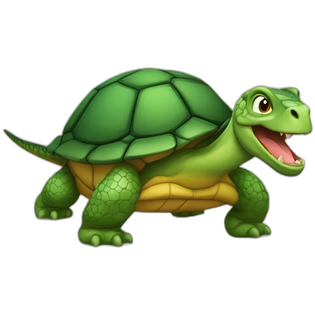 Ça sur une tortue qui est sur un dragon emoji