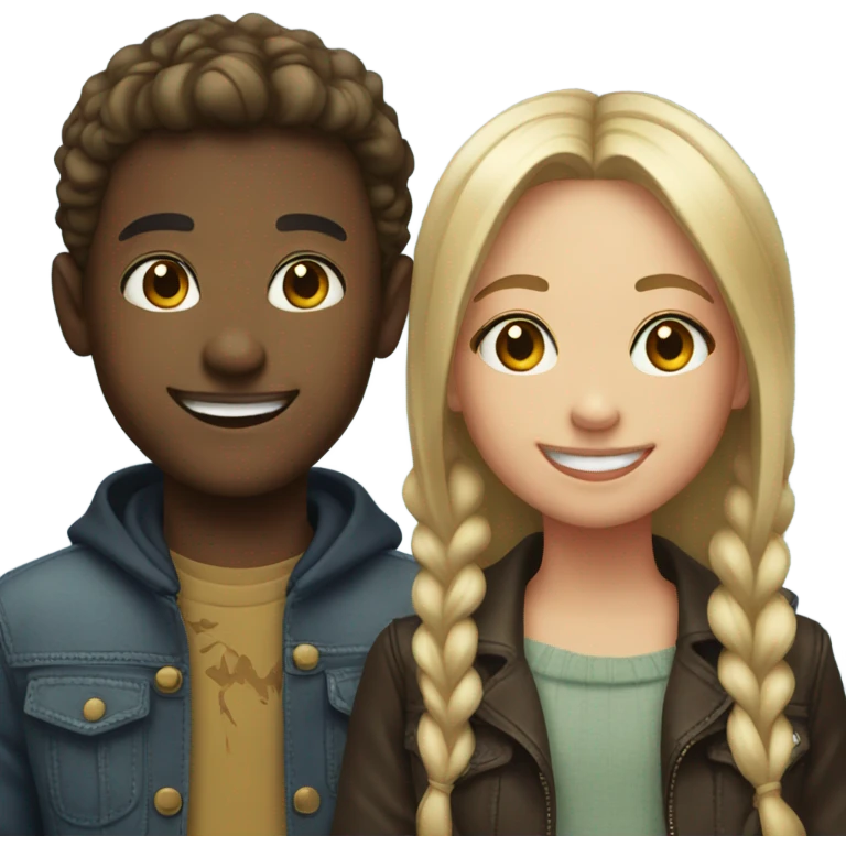 boy and girl with smiles and style emoji