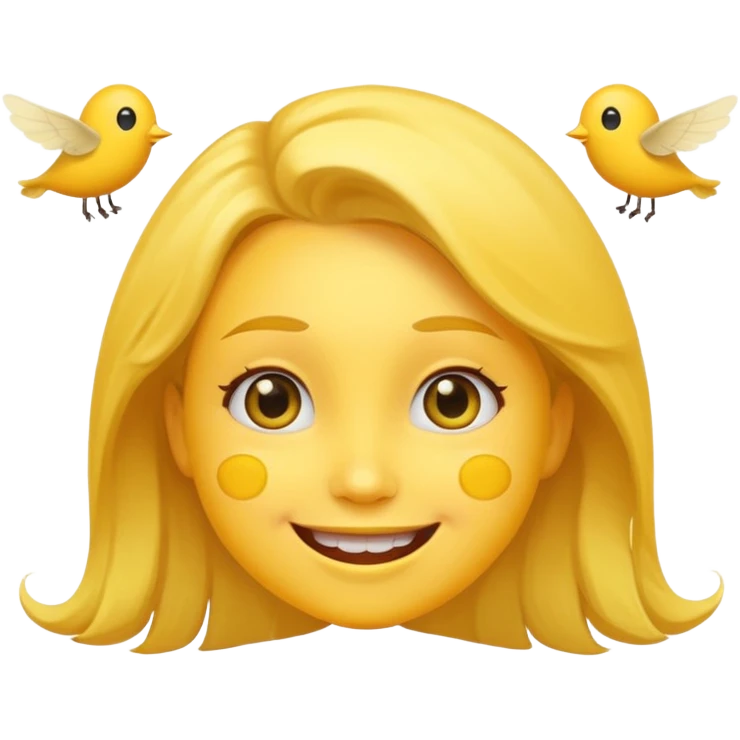 😊🥺 these emojis but with flies around it and its happy yellow face emoji black eyes like the 4th image but its cuter remove the nose make the eyes bigger and fully black and close its mouth make it smile girl whatever emoji