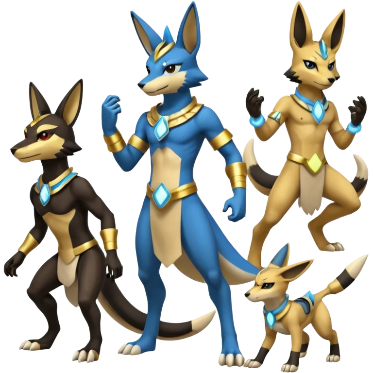 Electrike-Anubis-Lucario-Zeraora (full body) emoji