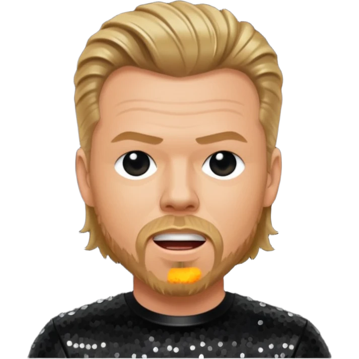 James Hetfield with dark blonde hair, black sequin outfit  emoji