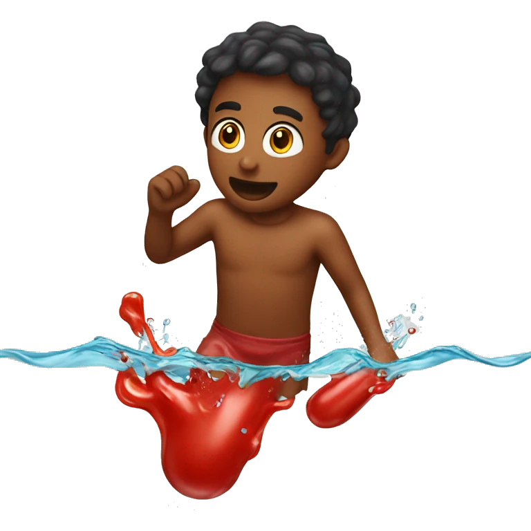 Boy swimming in ketchup emoji