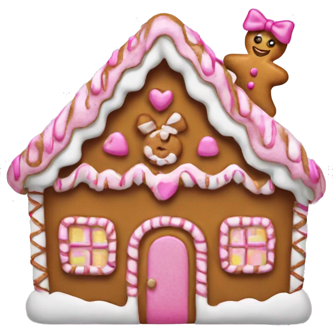 Gingerbread house with a pink bow  emoji