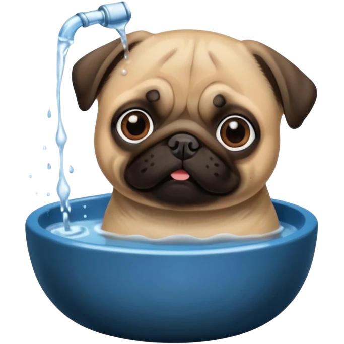 Pug drinking some water emoji
