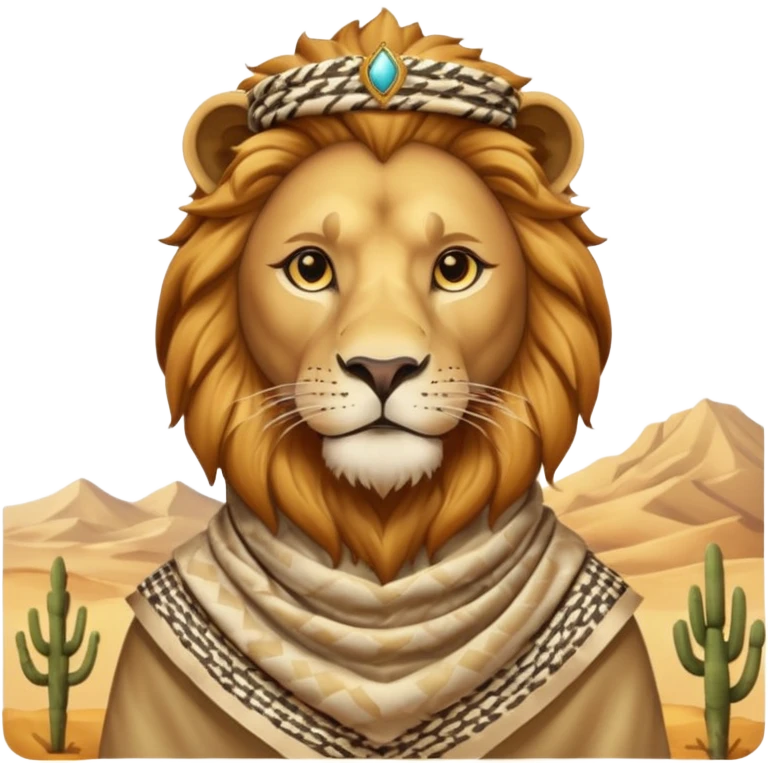 León con keffiyeh estilo rey árabe actual  emoji
