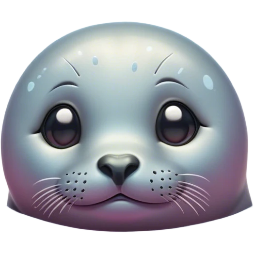 Cinematic Cute Seal Portrait Emoji, Head tilted playfully and inquisitively, with a shiny, smooth body accented by a subtle blush and round, sparkling eyes, Simplified yet irresistibly adorable features, highly detailed, glowing with a warm, friendly aquatic glow, high shine, affectionate and lively, stylized with a touch of endearing charm, soft glowing outline, capturing the essence of a mischievous marine friend that feels like it could pop out of the screen into your arms! emoji