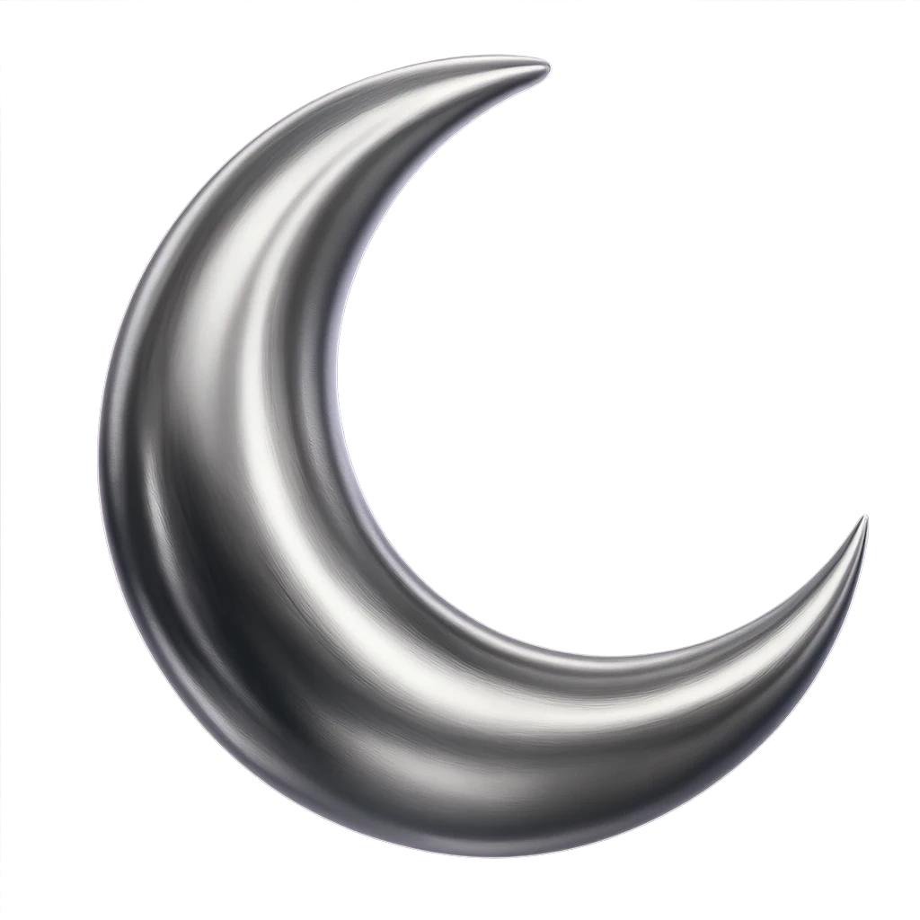 Add a subtle purple glow to the chrome moon icon, keep the background transparent. emoji
