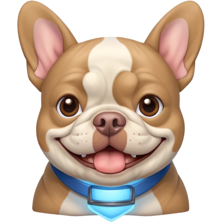 blue tan french bulldog smiling emoji
