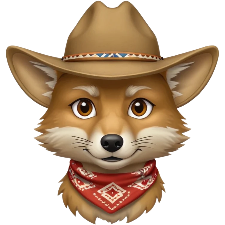 Coyote with a cowboy / outlaw style, serious look emoji