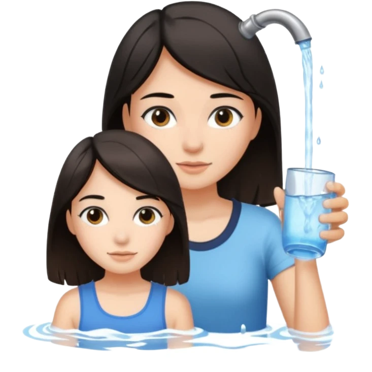 una chica soltando encima de la cabeza de otra chica emoji