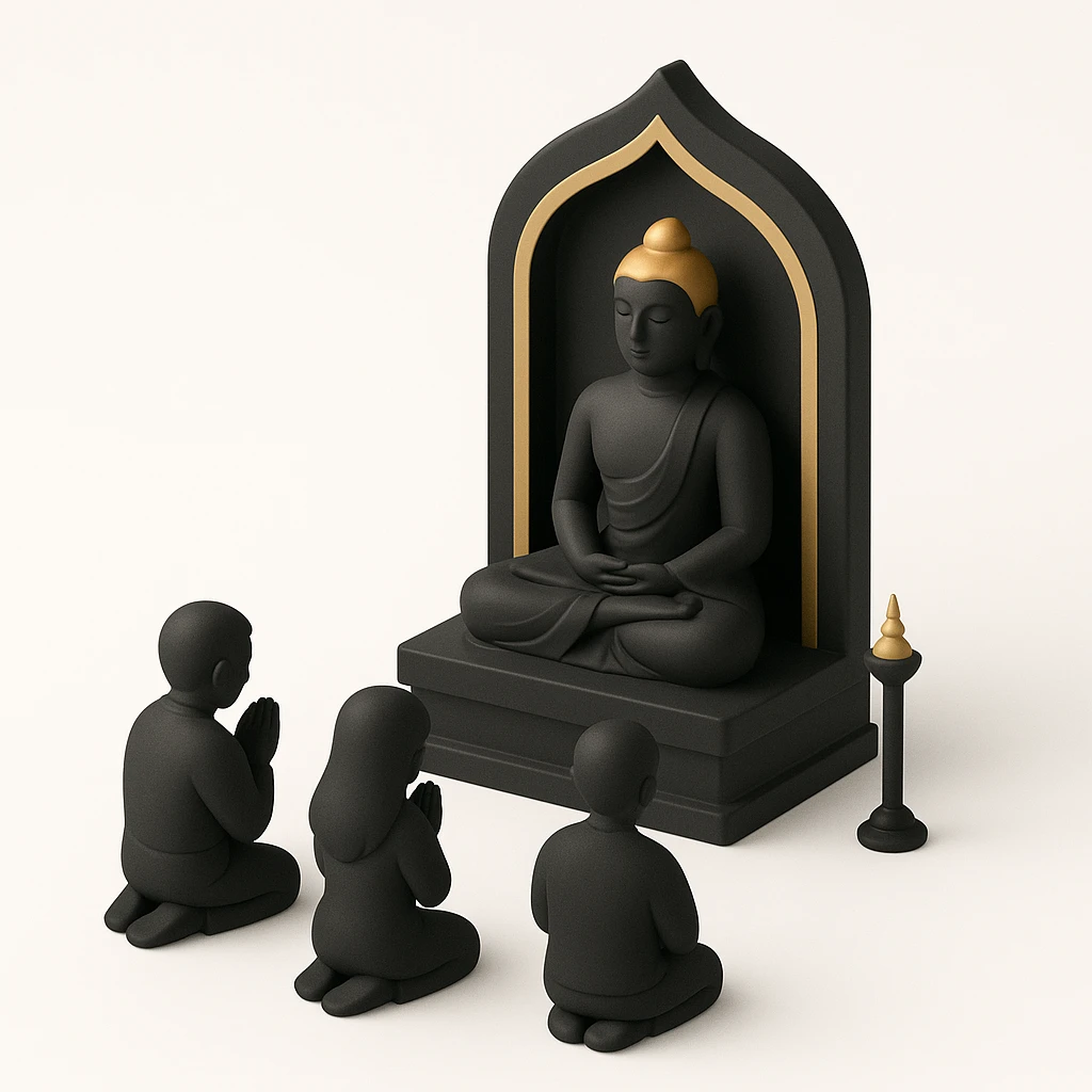 people praying in a Buddhist temple emoji