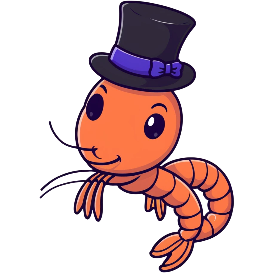shrimp wearing a top hat emoji