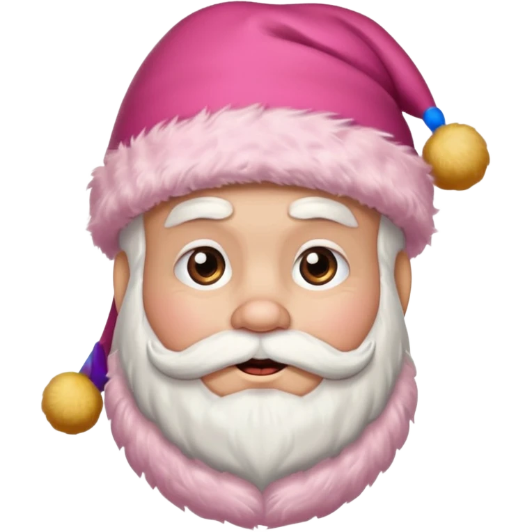 santa with pink fluffy hat without a beard emoji