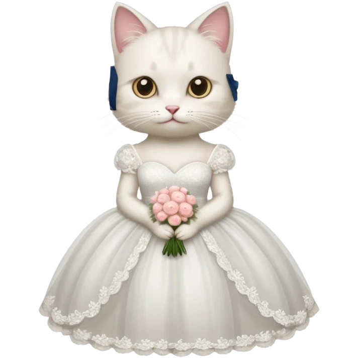 white cat in a wedding dress emoji