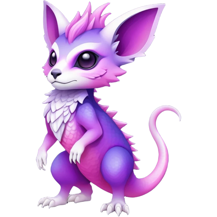 Cool Edgy Purple-pink-white-gradient ethereal badass Fionbri-Vernid-Trico-animal-creature full body emoji