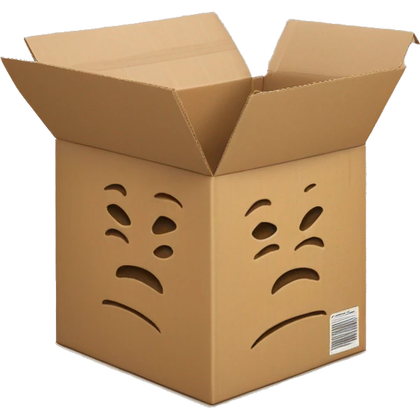 cardboard box shows muscles arms emoji