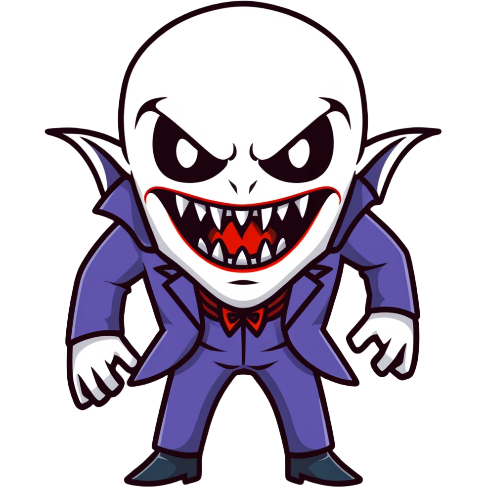 Scary vampire with long bloody fangs emoji
