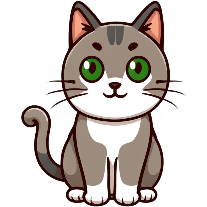 brownish gray cat with green eyes close together emoji
