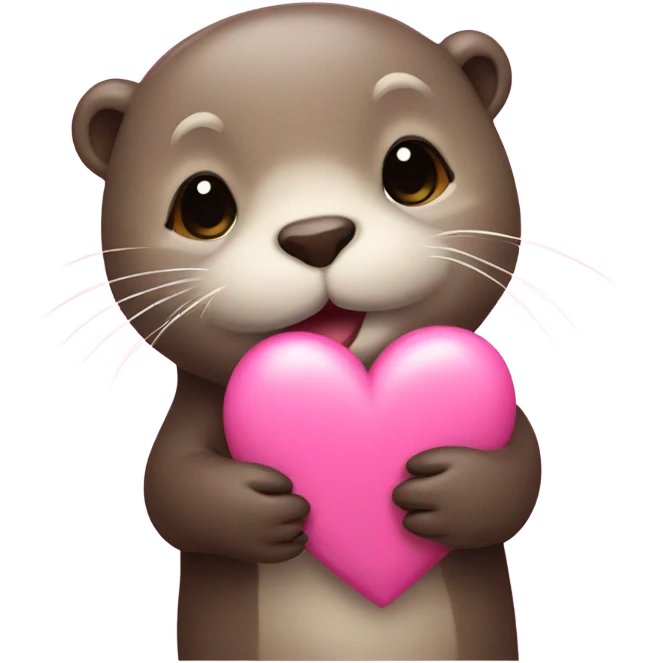 Otter holding pink heart  emoji