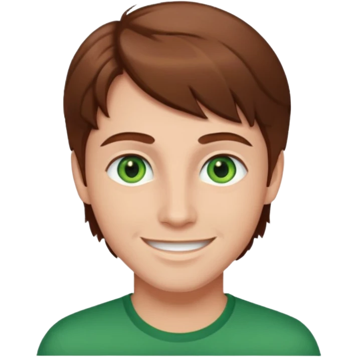 Denis daily with green eyes, brown hair emoji