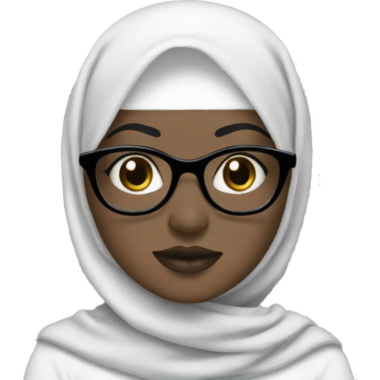 hijab with white skin with pink lips with glasses with black eyes with black eyebrow emoji
