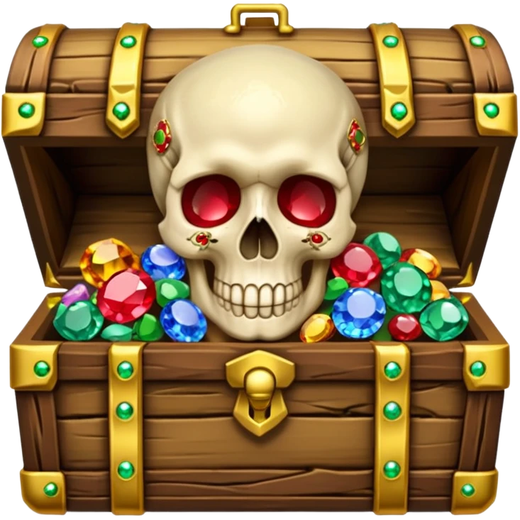 Human skull inlaid with gemstones in jungle treasure emoji