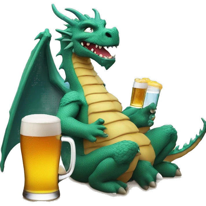 Dragon sipping a beer on a beach  emoji