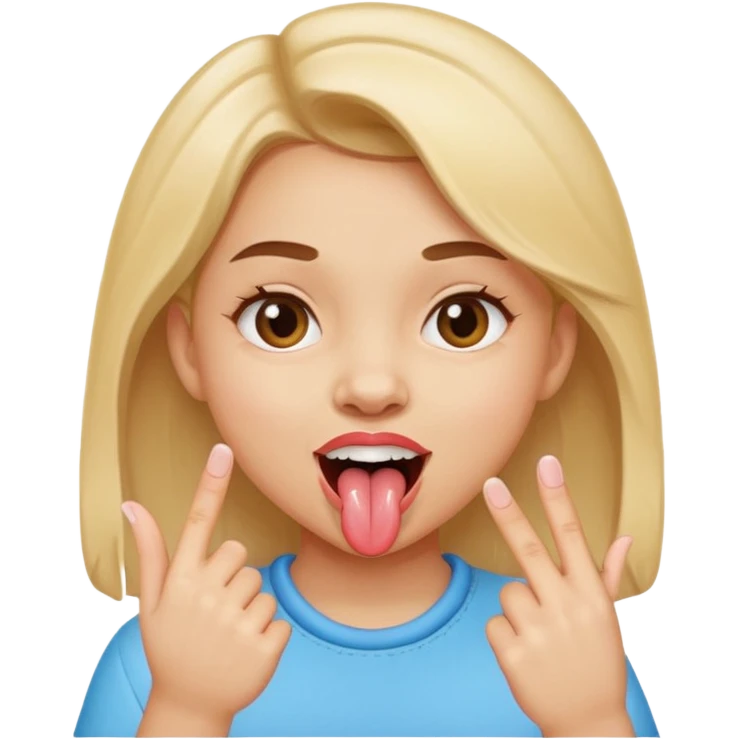 fille doigt entre les dents tire la langue emoji