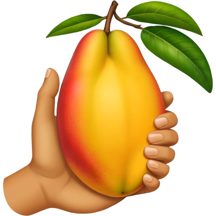mango in white hand emoji