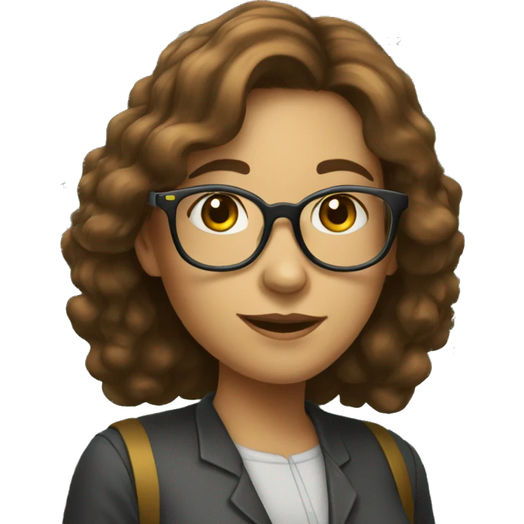 female mathematician with golde-brown hair and with glasses in front of a chalkboard  emoji