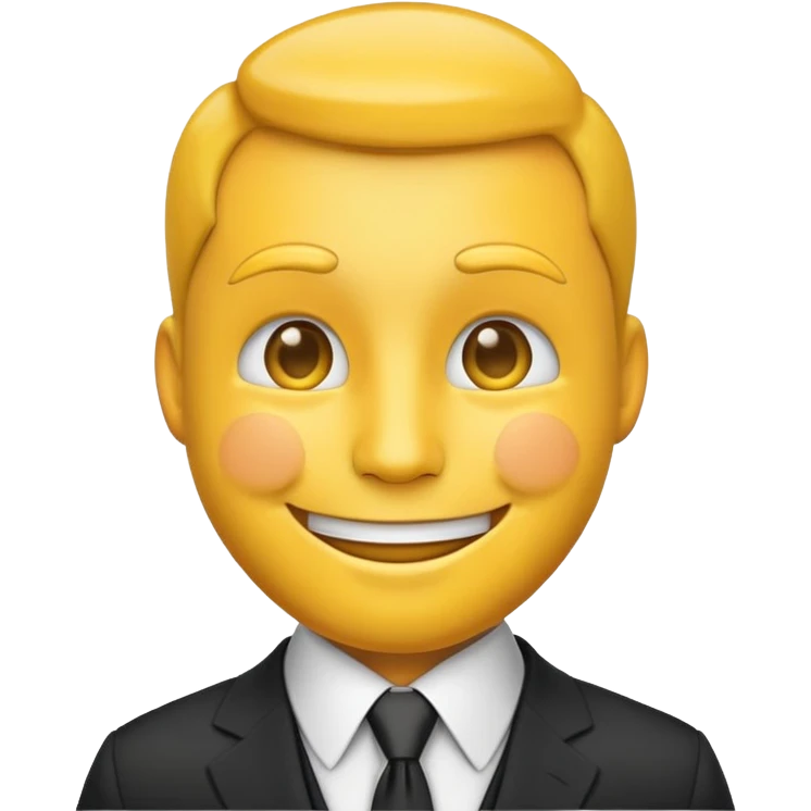 yellow face emoji wearing a suit and tie emoji