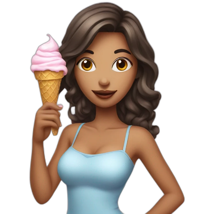 sexy girl holding an ice cream emoji